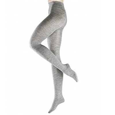 Image of Esprit Women's Plain Tights, Wool, Grey (Light Melange 3390), XL (1 Pair)