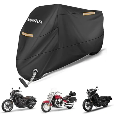 Image of MOSFiATA Waterproof Motorcycle Cover,Motorbike Cover 210D Thickned Oxford Cloth with Lock Holes,Motorbike for Honda, Yamaha, Suzuki, Kawasaki 96.46 x 41.34 49.21 inch 2XL