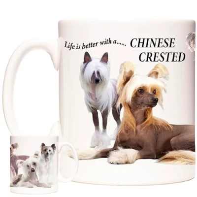 Image of Chinese Crested Dog Coffee Mug, Gift Mug. 11oz Ceramic for Owners. Mum