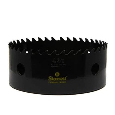 Image of Starrett Tungsten Carbide Tipped Hole Saw CT438 Deep Cut Holesaw Cutter For Wood Suspended Flooring Reinforced Concrete &amp; Fibreglass 111MM