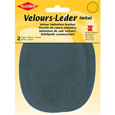 Image of Kleiber Velour Imitation Leather Oval Patch, Mid Grey
