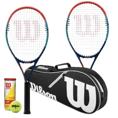Image of Wilson Impact Tennis Racket Twin Set Package (2 Rackets, Carry Bag &amp; Balls)