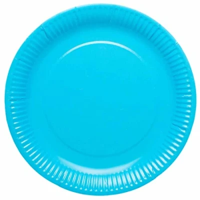 Image of Amscan 9915400 210 66 Bright Blue Eco Friendly Recyclable Paper Party Plates 8 Pack