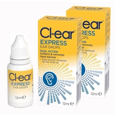 Image of Cl Ear Express Drops Dual Action Wax Removal, Softens and Breaks Up Hardened Wax, Easy Squeeze Dropper, Reduces The Need for Syringing Audiologist Recommended 24 ml (2 Pack)