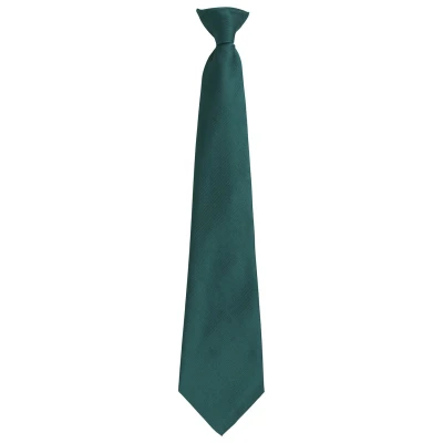 Image of Premier Unisex Adult Colours Fashion Plain Clip On Tie (Bottle) Green One Size