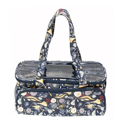 Image of Korbond Knitting Bag Enchanted Park Design Crochet and Yarn Storage with Eyelets to Feed Yarn…