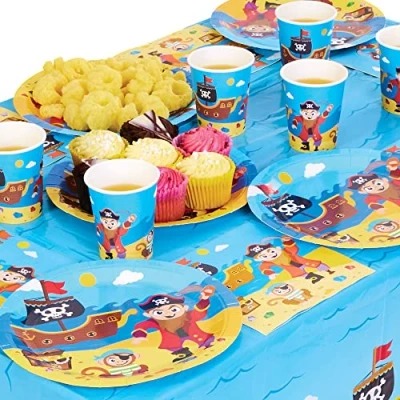 Image of Baker Ross FX640 Pirate Tableware Party Pack of 25 Pieces, Partyware Set for Kids Parties