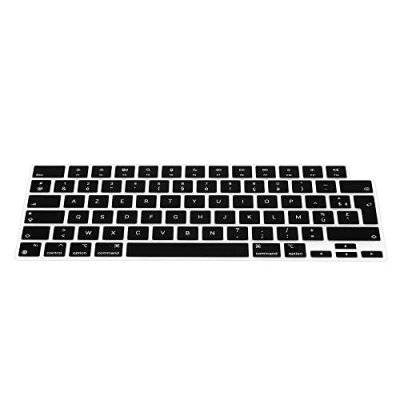 Image of kwmobile Keyboard Cover Compatible with Apple MacBook Pro 16&quot; (2021) A2485 AZERTY (France, Belgium) Layout Silicone Skin Black