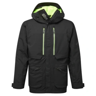 Image of Portwest EV461 Men&#039;s Waterproof Winter Parka Insulated Breathable Reflective Workwear Rain Jacket with Hood and Taped Seams Black, X Large