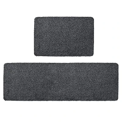 Image of JVL Tanami Machine Washable Doormat and Runner, Charcoal