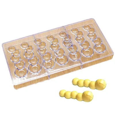 Image of DUBENS 7 Even Caterpillar Polycarbonate Chocolate Mould 3D Candy Fondant Cake DIY Kitchen Baking Pastry Tools