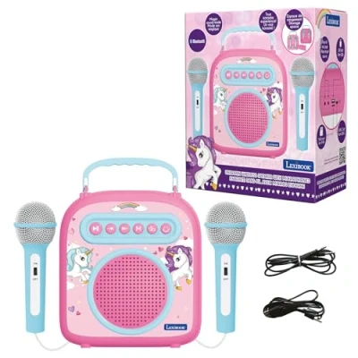 Image of Lexibook, Unicorn, Secret Portable Microphone, Aux in Jack, TF/SD Input, Karaoke Function, Pink, BTC050UNI
