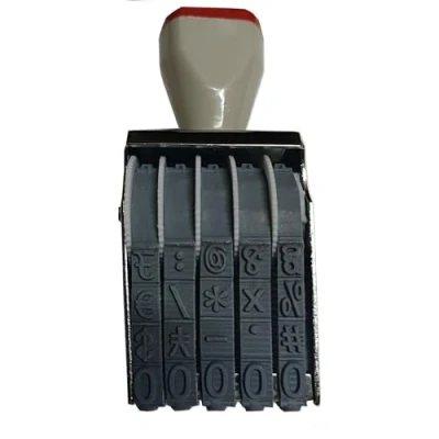 Image of Business Stamps, zeng 5 Digits Changeable0 9 Numbers &amp; Symbol Rubber Numbering Stamp,Multi Function Ink Stamps Personalized,Imprint Size 35 x 7 mm,Gray Black