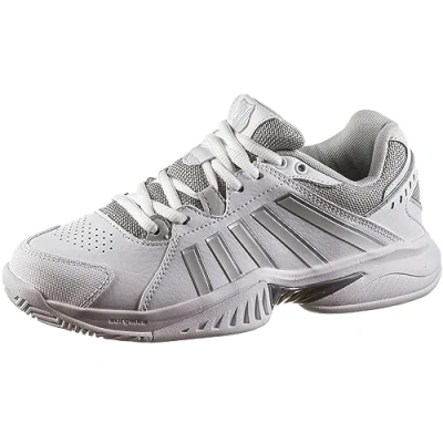 Image of K SWISS Receiver V Multicourt tennis shoes, Women&#039;s, Size: 4, White/vapor blue/silver Leather and textile