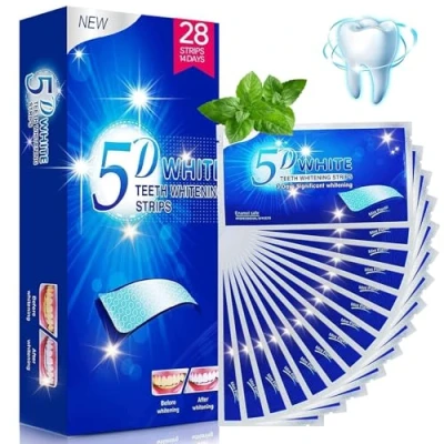 Image of Teeth Whitening Strips 14 Packs 28 Pcs Whitening, Sensitive Strips, Premium 5D Tooth Kits for Efficiently Removing Stain