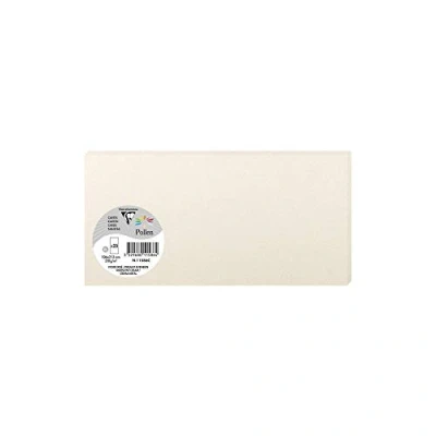 Image of Clairefontaine Ref 11586C Pollen Iridescent Card (Pack of 25 Sheets) 106 x 213mm Sized, 210gsm Grained Card, Acid Free, Inkjet &amp; Laser Printer Compatible Cream