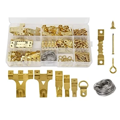 Image of Hsthe Sea 284 pcs Picture Hooks, Heavy Duty Hanging Kit for Frame Fixing, Assorted Hanger Set with Steel Sawtooth Hangers, D Ring, Wire, Nails, Screws