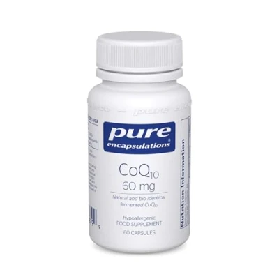 Image of Pure Encapsulations CoQ10 60mg Natural and Bio Identical Fermented Coenzyme Q10 60 Capsules