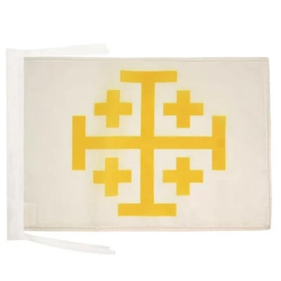 Image of AZ Flag Latin Kingdom of Jerusalem 18&#039;&#039; x 12&#039;&#039; 100% Polyester Catholic Small Banner with Two Cords Fade Resistant Vivid Colors 18x12 in 45x30 Cm