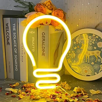 Image of UExnkj Y Neon Light Bulb Sign Wall Mounted Warm White Signs USB or Battery Powered for Wedding Party Room Kids Living Bar Hotel Recreational