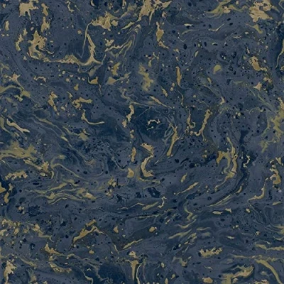 Image of Marble Navy Gold Wallpaper Metallic Effect Paste The Wall Modern Contemporary Textured Vinyl