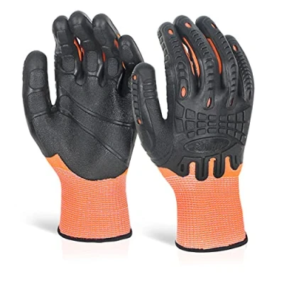 Image of Beeswift Glovezilla Cut Resistant Fully Coated Impact Glove/Tear Resistance Safety Gloves Personal Protective Equipment Work PPE Workwear Orange/Black Small 1 Pair