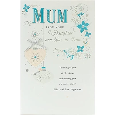 Image of UK Greetings Mum from Daughter and Son in Law Christmas Card for to Her, Multi, 617179 0 1