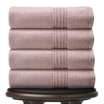 Image of GC GAVENO CAVAILIA 450 GSM Bath Towels Set of 4, 70X120 Cm Large, Lightweight Quick Dry Egyptian Cotton Towel, Hotel Quality Bathroom Towels, Blush Pink