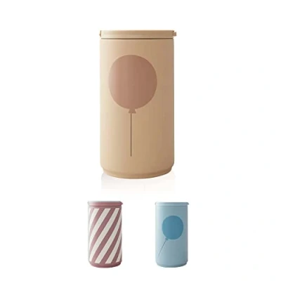 Image of Design Letters Kids Leak Proof Thermo Cup Beige (350 ml) Reusable Coffee Mug with Unique Open/Close Function Safe Travel Gear to Hold hot Drinks BPA &amp; BPS Free Dishwasher