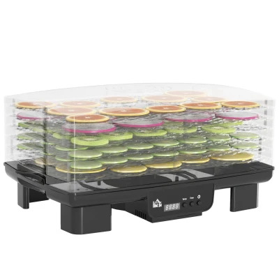 Image of HOMCOM 6 Tray Food Dehydrator, 550W Dryer Machine with Adjustable Temperature, 48H Timer, for Drying Fruit, Meat, Vegetable, Jerky and Pet Treat, Black