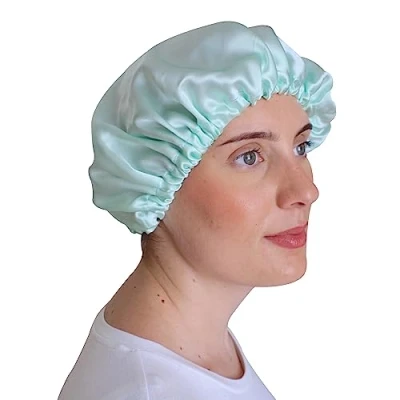 Image of Jasmine Silk 100% Pure Mulberry Sleep Cap Bonnet (Duck Egg)