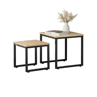 Image of Set of 2 Nesting Tables Side Table End Table, FBT42 N Sobuy