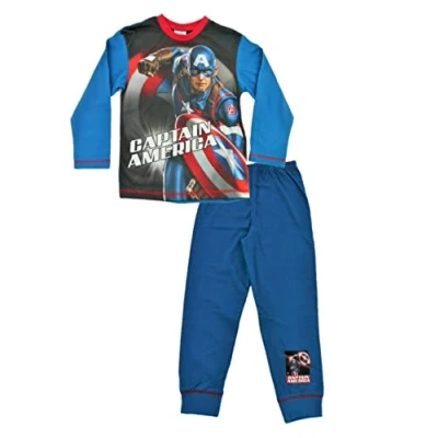 Image of Marvel Avengers Captain America Boys Pyjamas 9 10 Years Multicolor