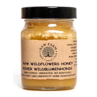 Image of 450 g Pure RAW Wildflowers Honey Unfiltered, Unheated, Unpasteurized, Straight from FARM own bee hives.