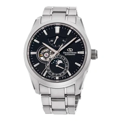 Image of Orient Star Moon Phase Men Contemporary Automatic Black Dial Sapphire Glass Watch RE AY0001B, Black,