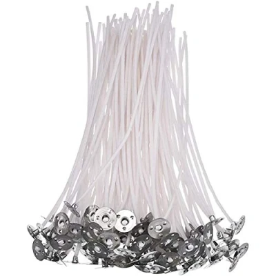 Image of POFET 100pcs Candle Wicks 12cm Pre Waxed Wicks, Natural Wick for Making DIY