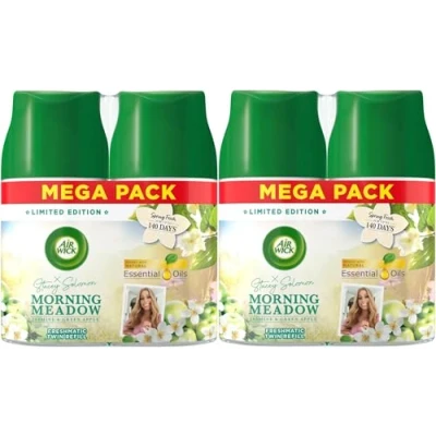 Image of Air Wick Morning Meadow Automatic Freshener Freshmatic Auto Spray refill 250ml Pack of 4Lasts Up to 70 days per