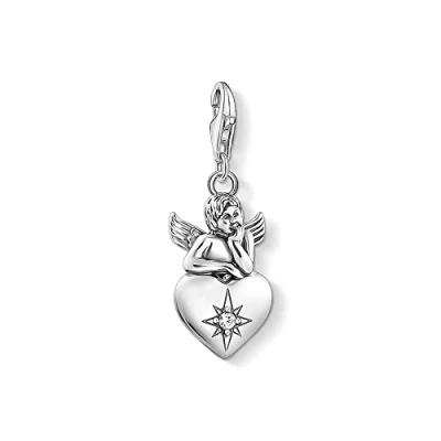 Image of Thomas Sabo Women Charm pendant guardian angel with heart silver 925 Sterling Silver, Blackened 1735 643 14