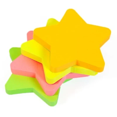 Image of Evergreen Goods 4 Pads Star Shaped Sticky Notes, 76mm x 76mm, Neon Colours (Yellow, Green, Pink, Orange), 100 Sheets Per Pad, Self Adhesive Post Memo Notes for Office, Home, School