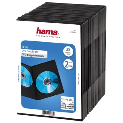 Image of Hama Slim DVD Double Jewel Case Pack of 25 Black