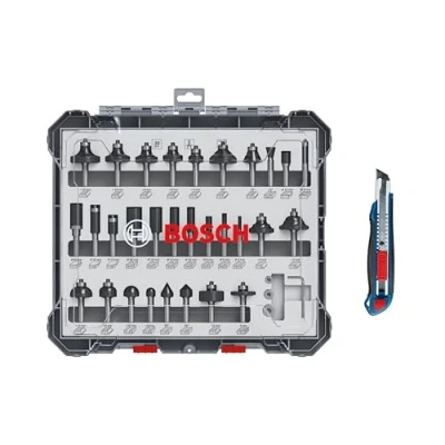 Image of Bosch 30 Piece Cutter Set with Knife (for Wood, Diameter 8 mm Shank, Professional Accessories Router)
