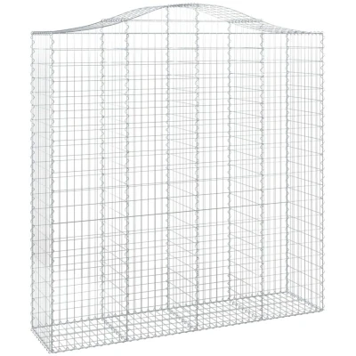 Image of vidaXL Arched Gabion Baskets 3 pcs 200x50x200/220 cm Galvanised Iron