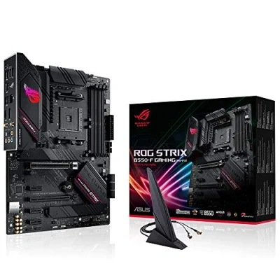 Image of ASUS ROG STRIX B550 F GAMING (Wi Fi) AMD Ryzen AM4 ATX motherboard (PCIe® 4.0, 14 power stages, WiFi 6, 2.5 Gb Ethernet, dual M.2, OptiMem II, AI Noise Canceling MIC, USB 3.2 Gen 2 and Aura Sync)