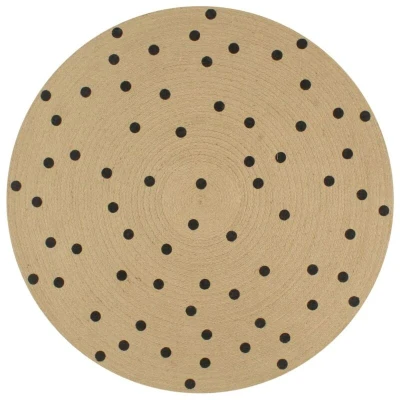 Image of vidaXL Handmade Rug Jute with Print Polka Dot 120 cm