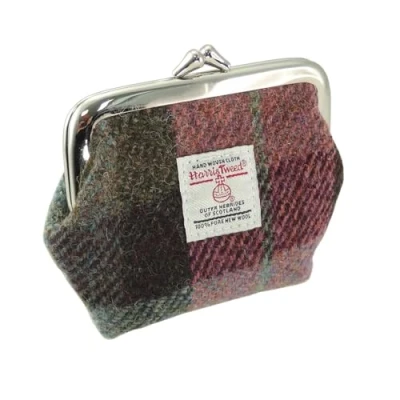 Image of Glen Appin Small Clasp Purse Eigg (Colour 137 Muted Green &amp; Pink Tartan)