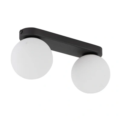 Image of Mini Twin Ceiling Spotlight Black, Opal Glass 2xG9