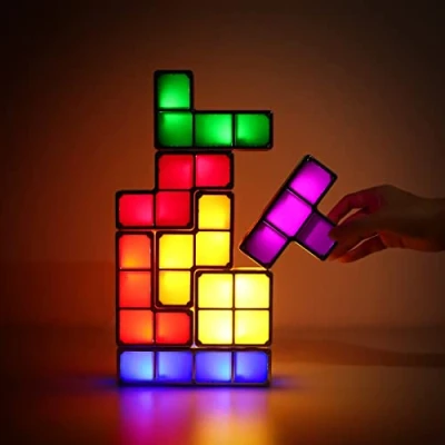 Image of Justup Lamp, LED Stackable Night Light, 7 Colours, Induction Locking Desk 3D DIY Magic Blocks, Puzzles Toy for Children, Teens, Bedroom, Home Decor (LED Lamp)