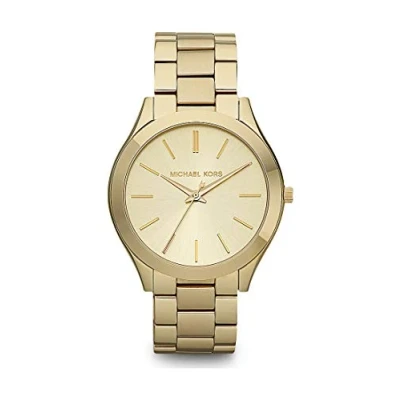 Image of Michael Kors Ladies 42.00mm Quartz Watch with Champagne Analogue dial and Gold Metal Bracelet Strap MK3179