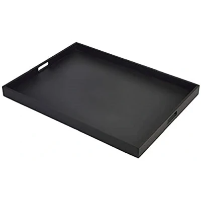Image of Solid Black Butlers Tray 64 x 48 4.5cm, Single