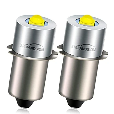 Image of Ruiandsion Upgrade LED Torch Light Bulb P13.5S 6 24V 6V 9V 12V 18V 19.2V Replacement for Ryobi Milwaukee DEWALT Lamp Flashlight Lantern Work Maglit Bulbs, Non Polarity (Pack of 2)